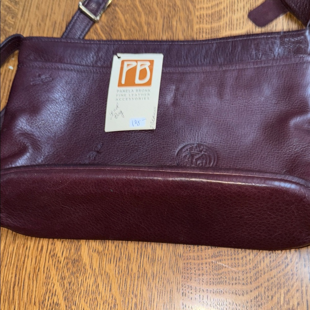 PAM BRONK leather artist original bag in oxblood red leather & Water Lily design - Picture 11 of 14
